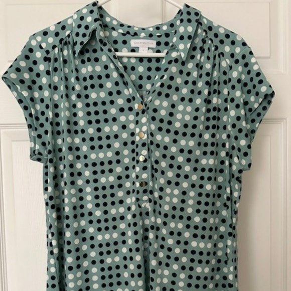 Charter Club Polka Dot Collared Blouse - Picture 1 of 4